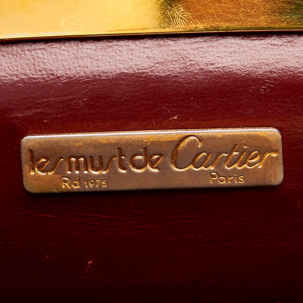 カルティエ マストライン ワインレッド レザー 肩掛け ショルダーバッグ レディース CARTIER 【中古】