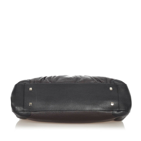 カルティエ ラドーニャ　 ブラック シルバー レザー ショルダーバッグ レディース CARTIER 【中古】