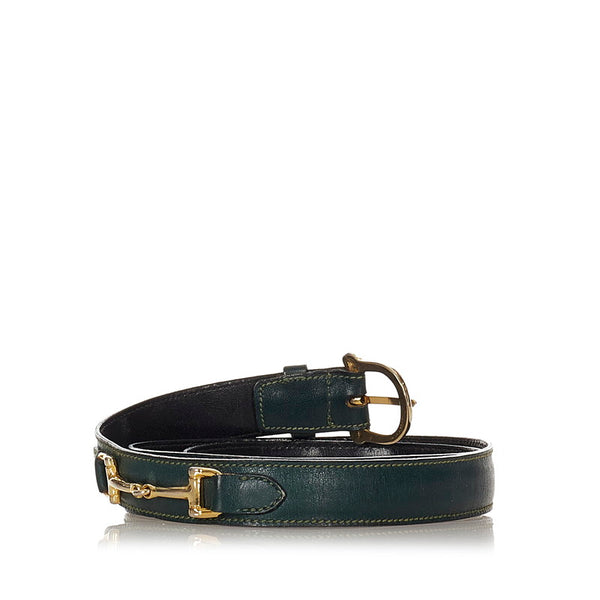 セリーヌ ダークグリーン ゴールド レザー ベルト レディース CELINE 【中古】