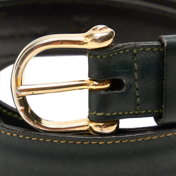 セリーヌ ダークグリーン ゴールド レザー ベルト レディース CELINE 【中古】