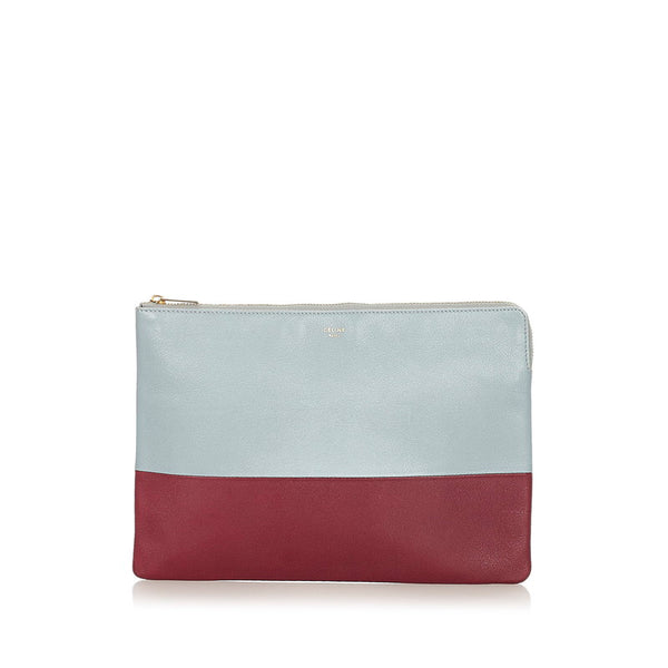 セリーヌ グレー ワインレッド レザー クラッチバッグ レディース CELINE 【中古】