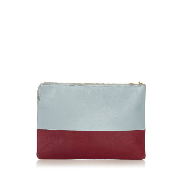 セリーヌ グレー ワインレッド レザー クラッチバッグ レディース CELINE 【中古】