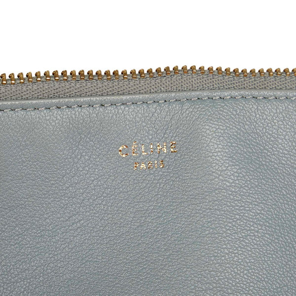 セリーヌ グレー ワインレッド レザー クラッチバッグ レディース CELINE 【中古】