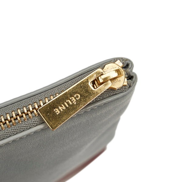 セリーヌ グレー ワインレッド レザー クラッチバッグ レディース CELINE 【中古】