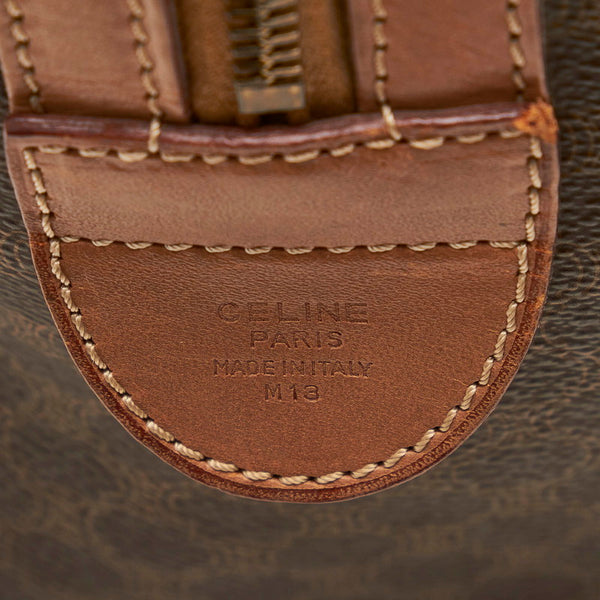 セリーヌ マカダム ブラウン ベージュ PVC レザー ハンドバック ミニボストン レディース CELINE 【中古】