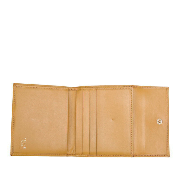 セリーヌ マカダム ブラウン ベージュ PVC レザー 二つ折り財布 レディース CELINE 【中古】