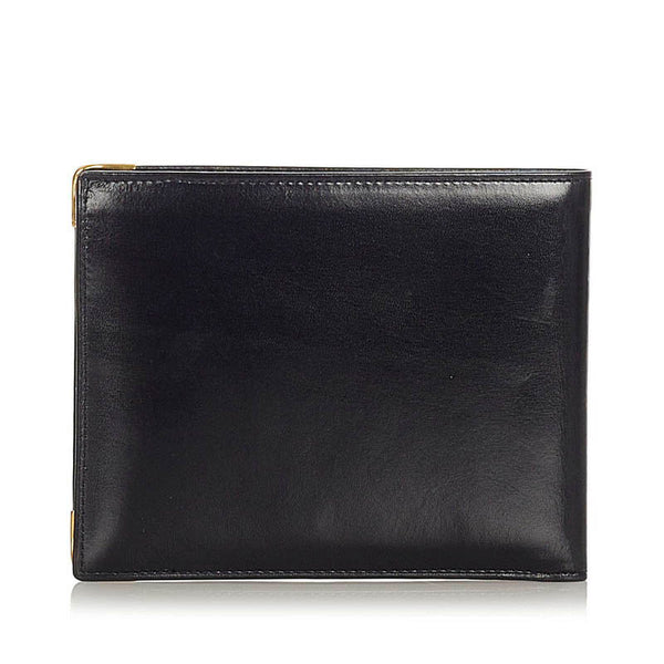 セリーヌ ブラック レザー 二つ折り財布 メンズ CELINE 【中古】