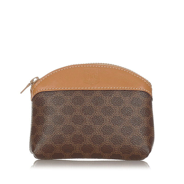 セリーヌ マカダム ブラウン PVC レザー コインケース レディース CELINE 【中古】