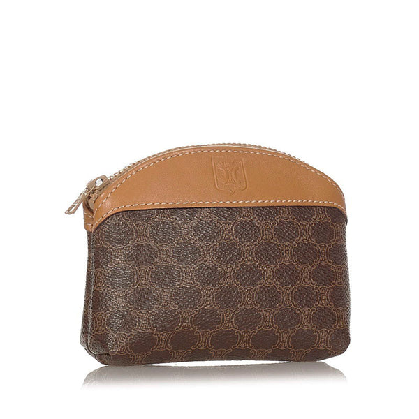 セリーヌ マカダム ブラウン PVC レザー コインケース レディース CELINE 【中古】