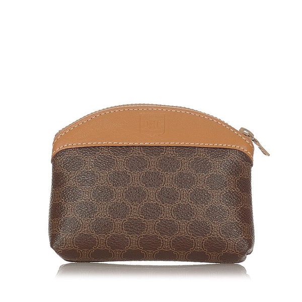 セリーヌ マカダム ブラウン PVC レザー コインケース レディース CELINE 【中古】