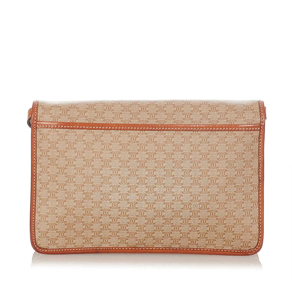 セリーヌ マカダム ベージュ レザー 斜め掛け ショルダーバッグ レディース CELINE 【中古】