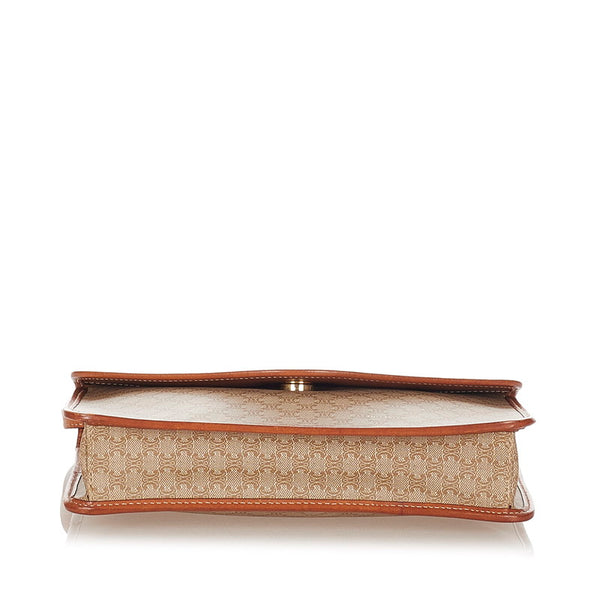 セリーヌ マカダム ベージュ レザー 斜め掛け ショルダーバッグ レディース CELINE 【中古】