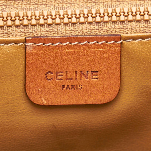 セリーヌ マカダム ベージュ レザー 斜め掛け ショルダーバッグ レディース CELINE 【中古】