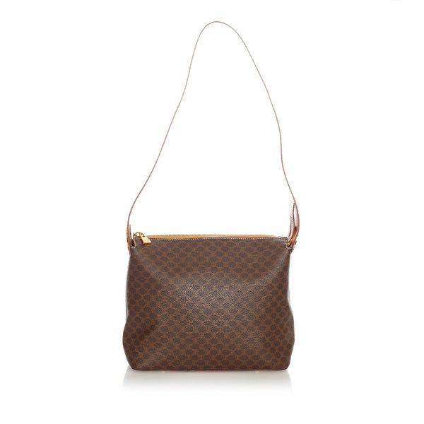 セリーヌ マカダム サークルロゴ ブラウン レザー PVC 肩掛け ショルダーバッグ レディース CELINE 【中古】