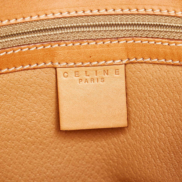 セリーヌ マカダム サークルロゴ ブラウン レザー PVC 肩掛け ショルダーバッグ レディース CELINE 【中古】