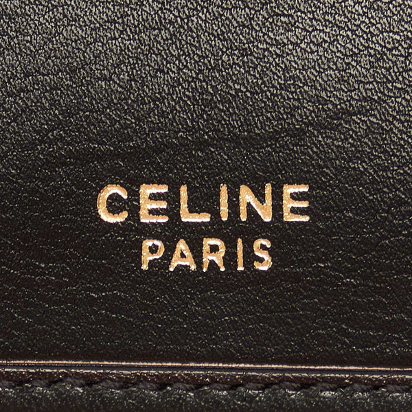 セリーヌ ブラック レザー 二つ折り財布 メンズ CELINE 【中古】