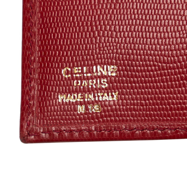 セリーヌ サークルロゴ ボルドー スウェード レザー 二つ折り財布 レディース CELINE 【中古】