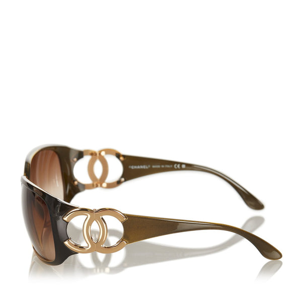 シャネル ココマーク 6014 c 877 13 ブラウン ゴールド プラスチック メタル サングラス レディース CHANEL 【中古】