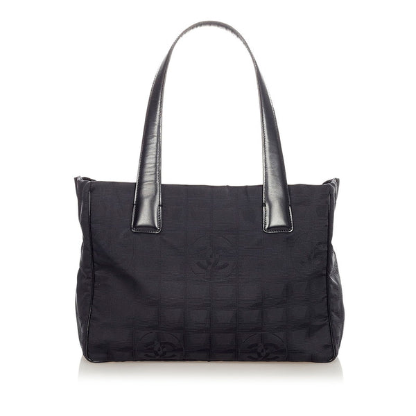 シャネル ニュートラベルトート ブラック キャンバス トートバッグ レディース CHANEL 【中古】