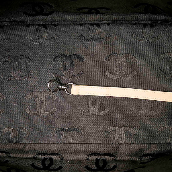 シャネル カンボン ベージュ ブラック レザー トートバッグ レディース CHANEL 【中古】