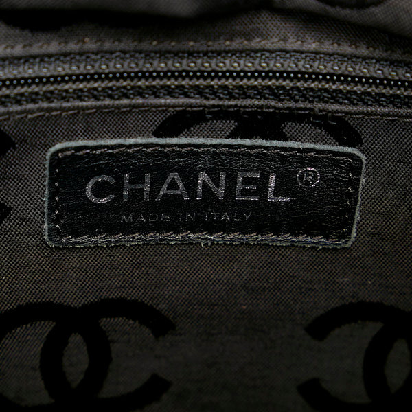 シャネル カンボン ベージュ ブラック レザー トートバッグ レディース CHANEL 【中古】