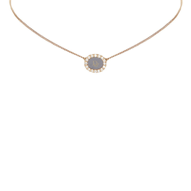 クリスチャンディオール ゴールド ブラック  メッキ ラインストーン ネックレス レディース Christian Dior 【中古】