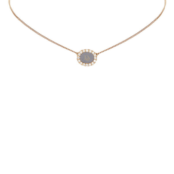 クリスチャンディオール ゴールド ブラック  メッキ ラインストーン ネックレス レディース Christian Dior 【中古】