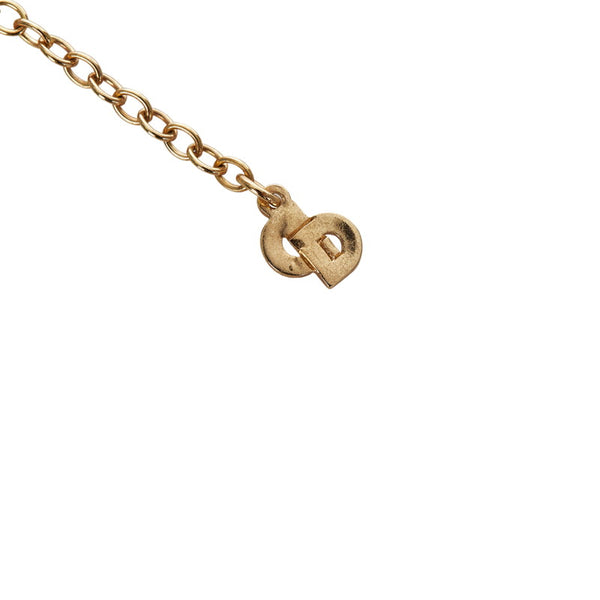 クリスチャンディオール ゴールド ブラック  メッキ ラインストーン ネックレス レディース Christian Dior 【中古】