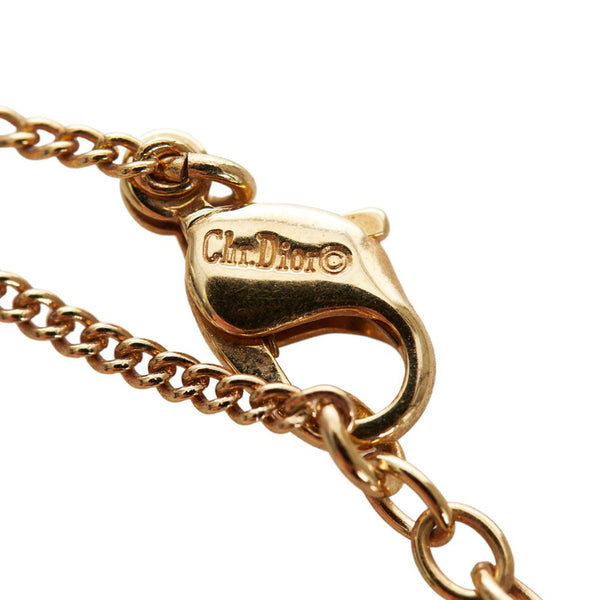 クリスチャンディオール ゴールド ブラック  メッキ ラインストーン ネックレス レディース Christian Dior 【中古】