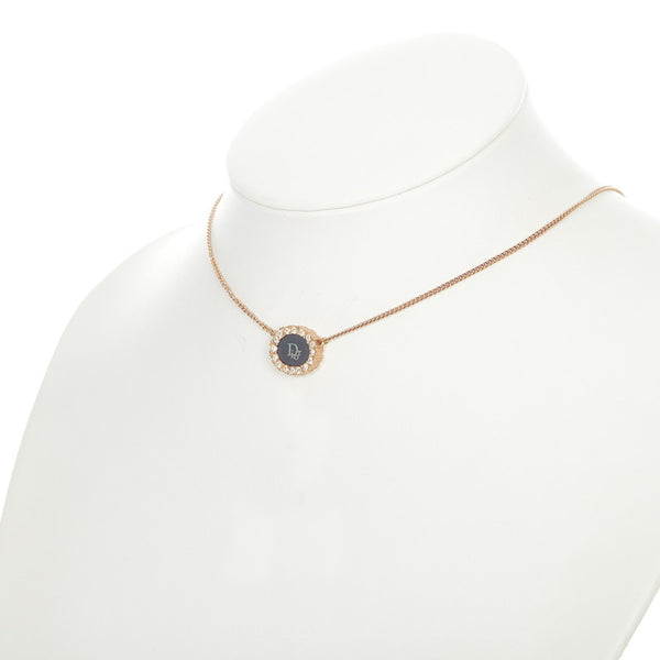 クリスチャンディオール ゴールド ブラック  メッキ ラインストーン ネックレス レディース Christian Dior 【中古】