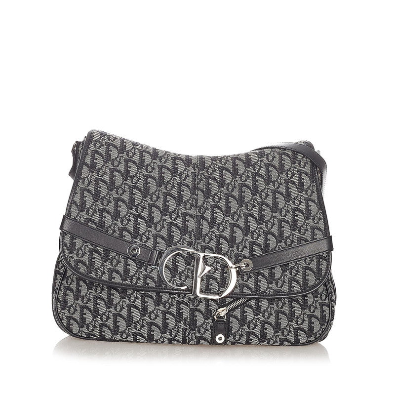 クリスチャンディオール トロッター BO L 1014 ネイビー キャンバス ショルダーバッグ レディース Christian Dior 【中古】