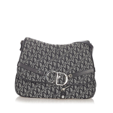 クリスチャンディオール トロッター BO L 1014 ネイビー キャンバス ショルダーバッグ レディース Christian Dior 【中古】