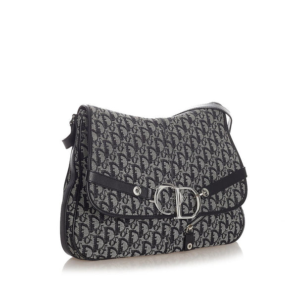 クリスチャンディオール トロッター BO L 1014 ネイビー キャンバス ショルダーバッグ レディース Christian Dior 【中古】