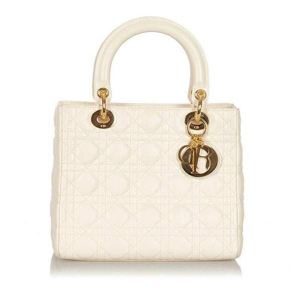 クリスチャンディオール レディディオール ホワイト レザー ショルダーバッグ レディース Christian Dior 【中古】