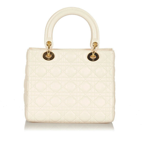 クリスチャンディオール レディディオール ホワイト レザー ショルダーバッグ レディース Christian Dior 【中古】