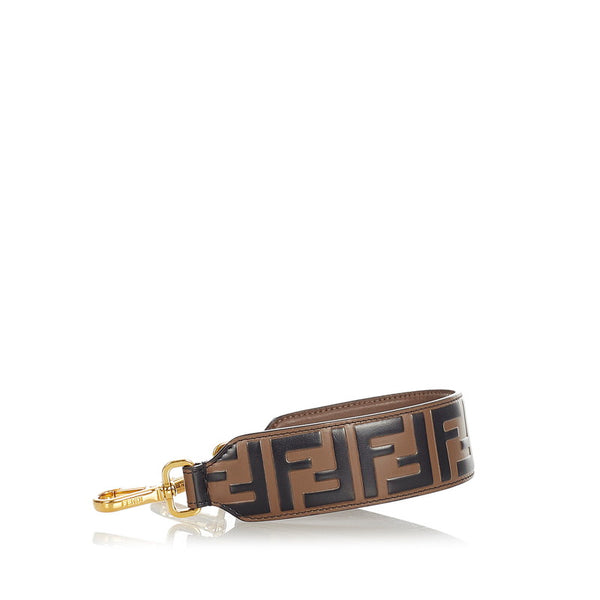 フェンディ ズッカ ストラップユーミニ 8AV105 ブラウン ブラック レザー ストラップ レディース FENDI 【中古】