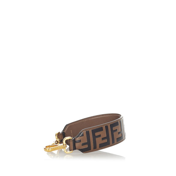 フェンディ ズッカ ストラップユーミニ 8AV105 ブラウン ブラック レザー ストラップ レディース FENDI 【中古】