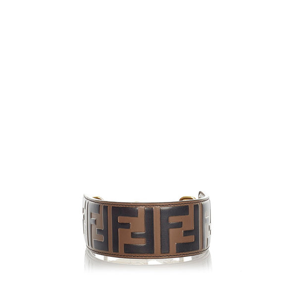 フェンディ ズッカ ストラップユーミニ 8AV105 ブラウン ブラック レザー ストラップ レディース FENDI 【中古】
