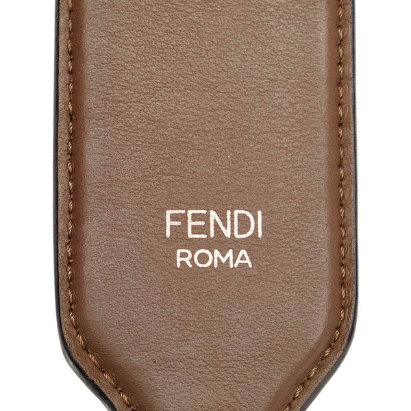 フェンディ ズッカ ストラップユーミニ 8AV105 ブラウン ブラック レザー ストラップ レディース FENDI 【中古】