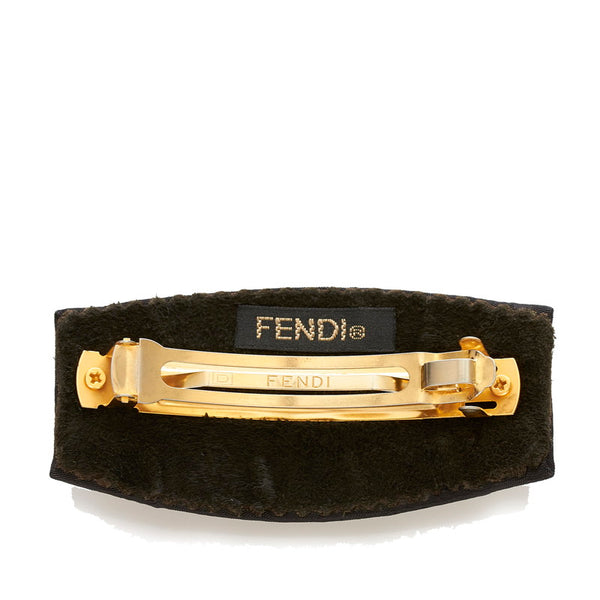 フェンディ ブラック ナイロン ズッカ バレッタ レディース FENDI 【中古】