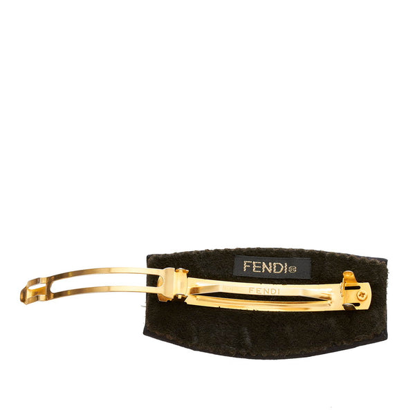 フェンディ ブラック ナイロン ズッカ バレッタ レディース FENDI 【中古】