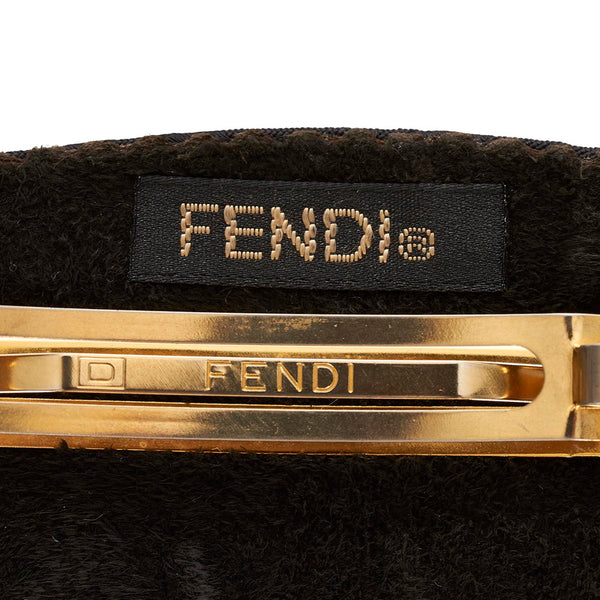 フェンディ ブラック ナイロン ズッカ バレッタ レディース FENDI 【中古】
