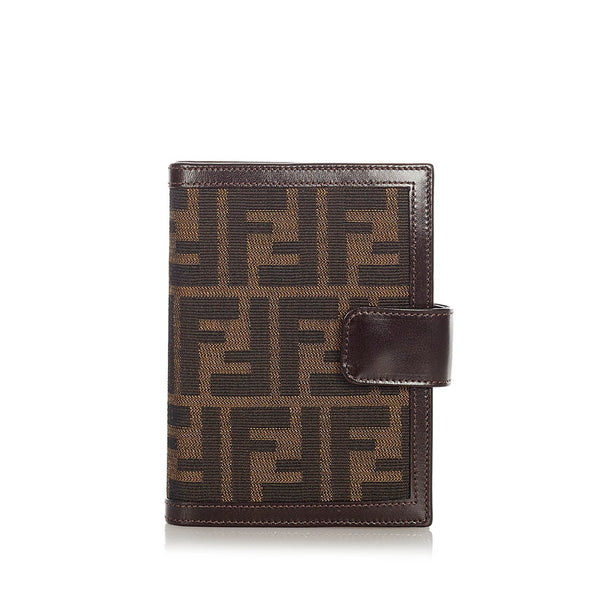 フェンディ ズッカ 2289 30153 ブラウン ベージュ キャンバス レザー 手帳カバー レディース FENDI 【中古】