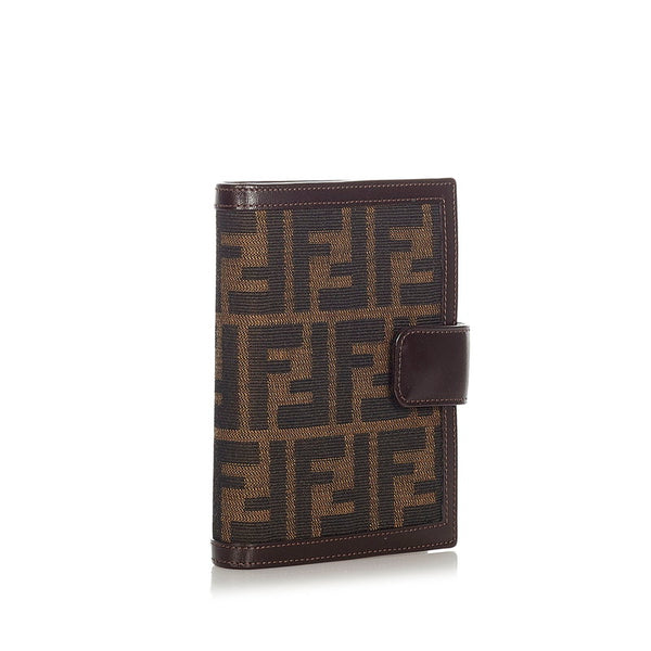 フェンディ ズッカ 2289 30153 ブラウン ベージュ キャンバス レザー 手帳カバー レディース FENDI 【中古】