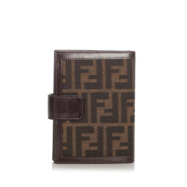 フェンディ ズッカ 2289 30153 ブラウン ベージュ キャンバス レザー 手帳カバー レディース FENDI 【中古】