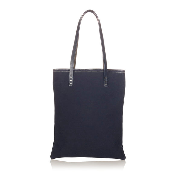 フェンディ トートバッグ ネイビー ブラック キャンバス レザー レディース FENDI 【中古】