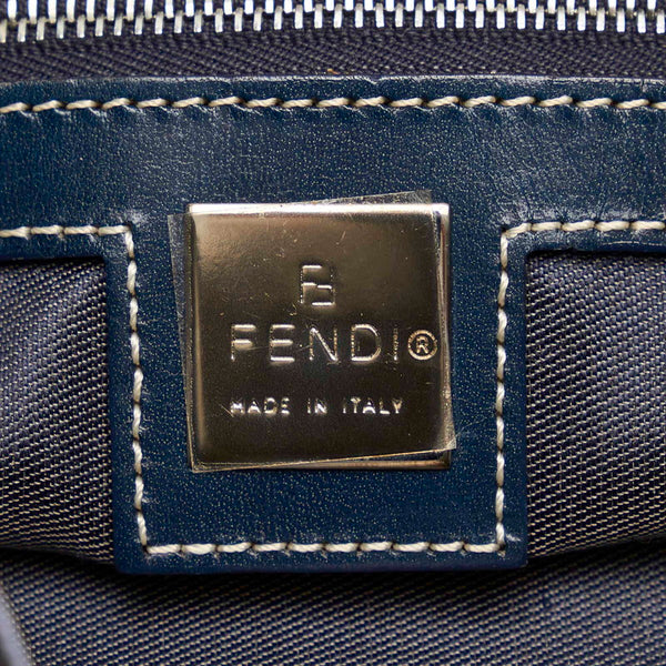 フェンディ トートバッグ ネイビー ブラック キャンバス レザー レディース FENDI 【中古】