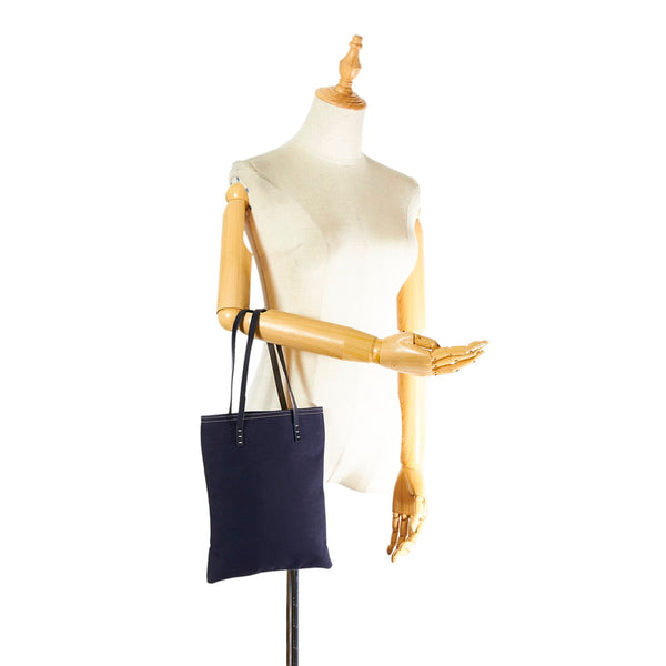 フェンディ トートバッグ ネイビー ブラック キャンバス レザー レディース FENDI 【中古】