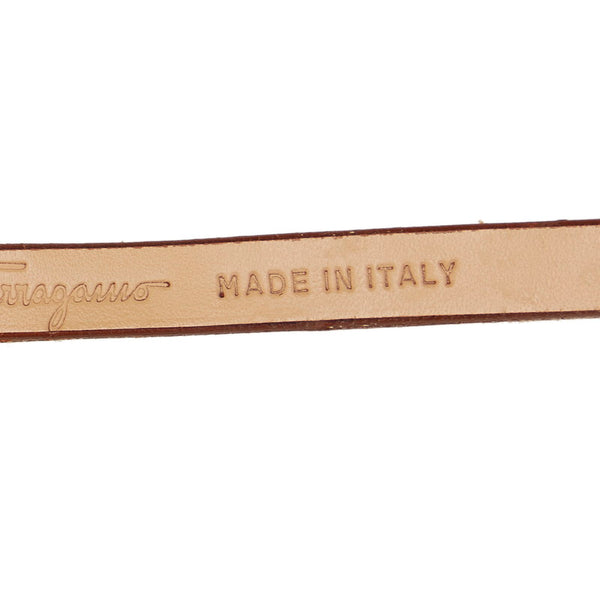 サルヴァトーレフェラガモ ガンチーニ ベージュ シルバー レザー メタル ベルト レディース Salvatore Ferragamo 【中古】