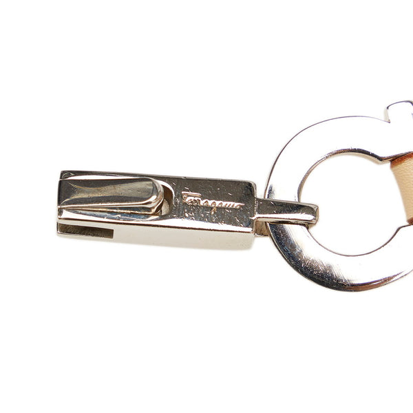 サルヴァトーレフェラガモ ガンチーニ ベージュ シルバー レザー メタル ベルト レディース Salvatore Ferragamo 【中古】